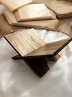 Wooden Book Display Stand Modern Adjustable Acacia Wood Home Decor - Walnut