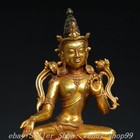 Old Tibet Copper Gilt Green Tara Mahayana Buddhism Enlightenment Goddess Statue