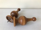 Pair Of Vintage Solid Wood Curtain Rod Finials   Oak walnut Stain  4 