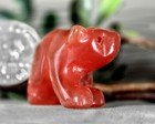 Hand Carved Orange Cat s Eye Stone Bear Spirit Animal Totem Fetish Figurine 9058