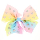 Jojo Siwa Heavenly Hearts Pastel Rainbow Holographic Valentines Hair Bow