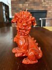 Burnt Orange Foo Dog Guardian Chinese Statue Figurine Candle  7 5  Tall  Exc 