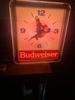 Vintage 1991 Budweiser Flying   bud Man  Clock With Light-both Work-breweriania