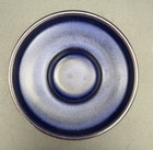 Vtg Wheel Thrown Studio Pottery Cobalt Blue Stoneware Candle Holder Signed Yn