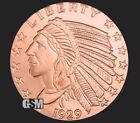5 Oz Copper Round -  Incuse Indian - 999 Fine Copper Five Ounces - Gsm