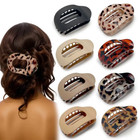 Fashion Oval Hair Claw Clip For Women New Design Leopard Matte Curved Flat Styli