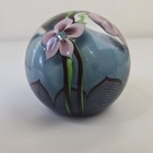 Orient   Flume Cased Art Glass Paperweight Vintage 1978 Floral Lampwork Signed