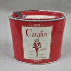 Vintage Oval Cavalier 100 Cigarette Advertising Tin Ohio 2 Cent Tax Seal Empty