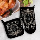 Mingnei Gothic Skull Halloween Oven Mitts And Pot Holders Sets  Goth Black