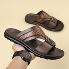 Men s Croc-embossed Slide Sandals  Pu Leather  Comfort Non-slip Rubber Sole