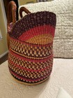 African Ghana Bolga Market Basket Purse Handwoven Vibrant Color Double Handles