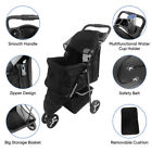 Foldable Pet Stroller 3 Wheels For Dogs Strolling Cart Carrier W storage Basket