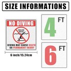 6x6 Inch Swimming No Diving Shallow Water Pool Warning Stickers 3 Ft 4ft 5ft 