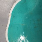 Antique Chinese Pedestal Base Enameled Porcelain Footed Dish Bowl Green Peony 7   