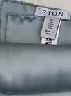 Eton Men   s Silver Teal Blue Silk Pocket Square  13   x13    Nwot