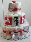 3 Tier Diaper Cake Red White Ready To Pop Baby Shower Gift Centerpiece Boy Girl