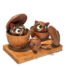 Japanese Kokeshi Wooden Doll Tanuki Raccoon Dog Carved Craft Figure Teapot T48