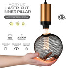 Next Glow Led Decorative Light Bulb   Black Metal Cage Vintage Edison Large Ligh