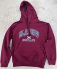 Glasgow Scotland Hoodie Relaxed Fit Burgundy Cotton Sweatshirt