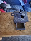 Antique Manual Burr Coffee Grinder Wood Metal Vintage Style With Drawer