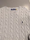 Bnwt Polo Ralph Lauren Men   s Cable Knit Cotton Crewneck Sweater Gray Msrp  138