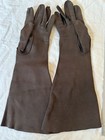 Crescend   Women s Brown Fabric Long Opera Gloves Tailored Style  Size 6