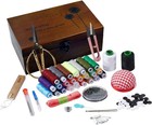 Vintage Wooden Sewing Kit Box - Complete Repair Set With Accessories For All