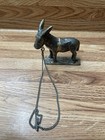 Vintage Silver Tone Metal Donkey Figurine With Chain - Made In Japan