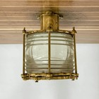 Vintage Brass Nautical Ceiling Light With Fresnel Lens Marine Fixture