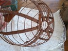 Antique Primitive Rusty Wire   Metal Egg Basket  unique 