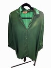 Vintage Victoria s Secret Emerald Green Satin Long Sleeve Sleep Shirt Small