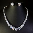 Luxury All Cz Cubic Zirconia Necklace Earrings Set Wedding Party Pageant Prom