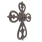 Fleur De Lis Wall Cross Cast Iron Rustic Tuscan Style Old World Decor 10 X 8 