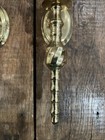 Pair Vtg Brass Wall Sconce Candle Holders Glass Shade 14   