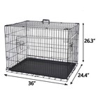 36 Inch Dog Crate Foldable Metal Double-doors Wire Pet Dog Cage Kennel With Tray