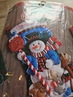 Bucilla Felt Applique Stocking Kit 86707 Santa Stop Here Xmas Snowman Sealed New