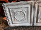 Antique Pressed Tin Ceiling Panel 6    Long  1880   s Architectural Salvage White