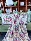 Roses On Buttercream Hollywood Regency Barkcloth Vintage Fabric Drape Curtain