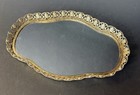 Vtg Gold Oval Filigree Mirrored Vanity Perfume Dresser Tray Or Wall Mirror