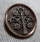 Large Vintage Antique Metal Picture Button Flower Tree