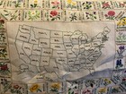 Vintage Finished Crewel State Flowers Map Usa United State Paragon 1980