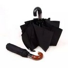 Automatic Umbrella Leather Curved Handle Windproof Rain Proof Three-folding
