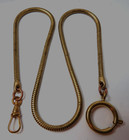 Vtg New old Pocket Watch Brass Fob Chain Snake Swivel Clasp 18mm Chain 15 1 2 