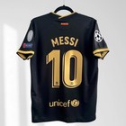 Barcelona 2020 21 Messi  10 Away Short Sleeve Ucl Black Gold Soccer Jersey