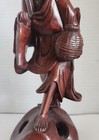 Hand-carved Wooden Chinese Sage Statue With Basket   Fish On Stand