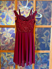 Weissman Dance Recital Ballet Dress Costume Size Ic Burgundy Sequins Velvet 7 8