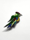 Vintage Sterling Silver Enamel Taxco Parrot Bird Pin Brooch Signed