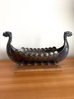 14  Vintage Haase Norway Silverplate Viking Longship Has All Shields With Stand