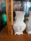 Pair White Chinese Porcelain Vases Foo Dog Handles Blanc De Chine Style
