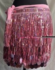 Women s Sparkly Sequin Tassel Hip Scarf Belly Dance Belt Wrap Around Skirt Pink